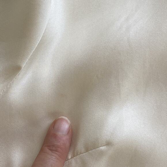 TBA To Be Adored Silk Blouse Medium Cream Ivory Black Collar Semi Sheer Zip Back - Picture 8 of 9